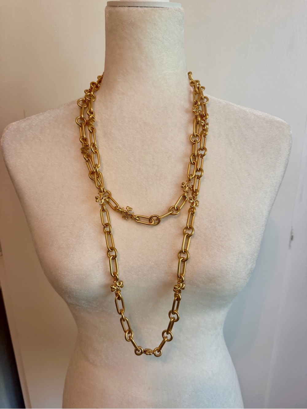Gold Link Chain Necklace with Floral Accents - Women Jewelry